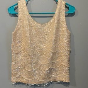 Beaded/Sequin ivory colored top